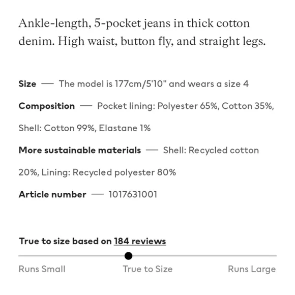 H&M Straight High Ankle Jeans in 'Light Denim Blue', Size 6 - Picture 7 of 12